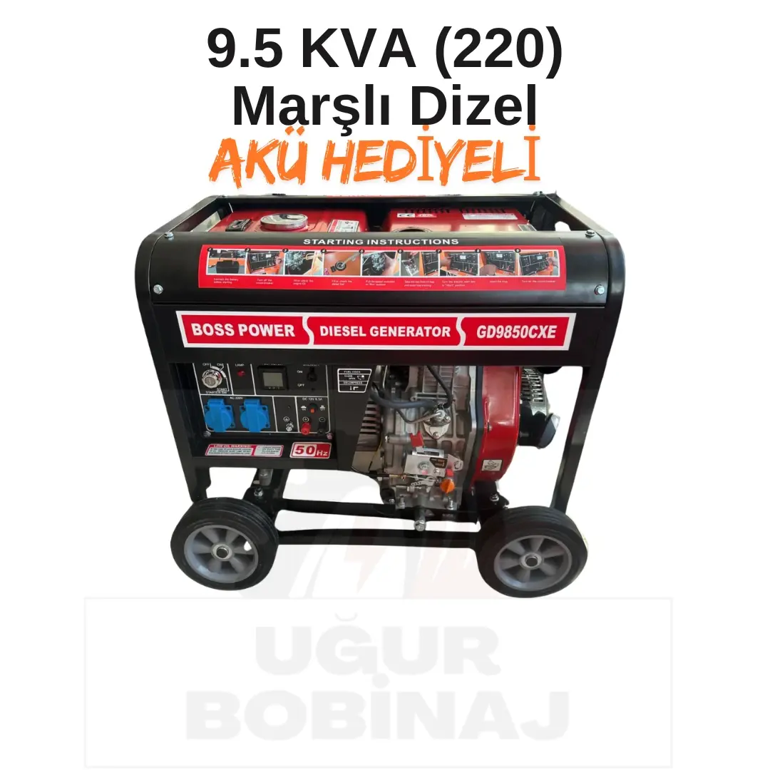 9.5 Kva Bakır Sargılı Dizel Marşlı Jeneratör Monofaze(220)