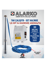 Alarko 4'' 1.5 Hp 14 Kademe Dalgıç Pompa 30 Mt Kablo Ve Fişli Kumanda Pano Dahil (220) 4SDM4/14 DMD