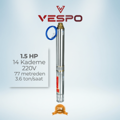 4'' 1.5 Hp 4004/14 Dalgıç Pompa 14 Kademe 220v (2 YIL GARANTİLİ)