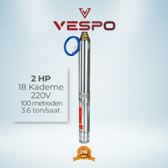 4'' 2 Hp 4004/18 Dalgıç Pompa 18 Kademe 220v