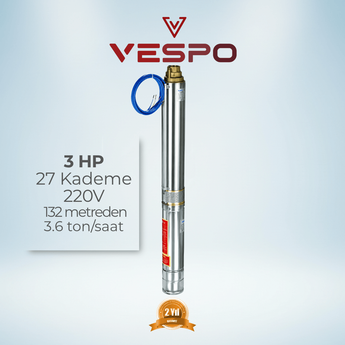 4'' 3 Hp 4004/27 Dalgıç Pompa 27 Kademe 220v (2 YIL GARANTİLİ)