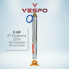 4'' 3 Hp 4004/27 Dalgıç Pompa 27 Kademe 220v (2 YIL GARANTİLİ)