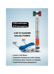 Vespo Italyan Teknoloji 3 Hp 27 Kademe Dalgıç Pompa | 20 Mt Kablo Ve Panolu | 220v