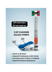Vespo Italyan Teknoloji 3 Hp 9 Kademe Dalgıç Pompa | 20 Mt Kablo Ve Panolu | 220v