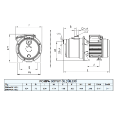 Sumak 1.5 Hp Kendinden Emişli Paslanmaz Jet Pompa | 220V | SMINOX150J