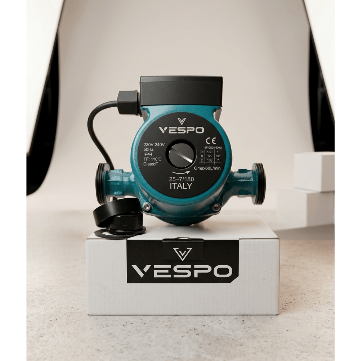 Vespo 25-7/130 Sirkülasyon Pompası 220V | 3 Kademeli | Kombi ve Isıtma Sistemleri İçin