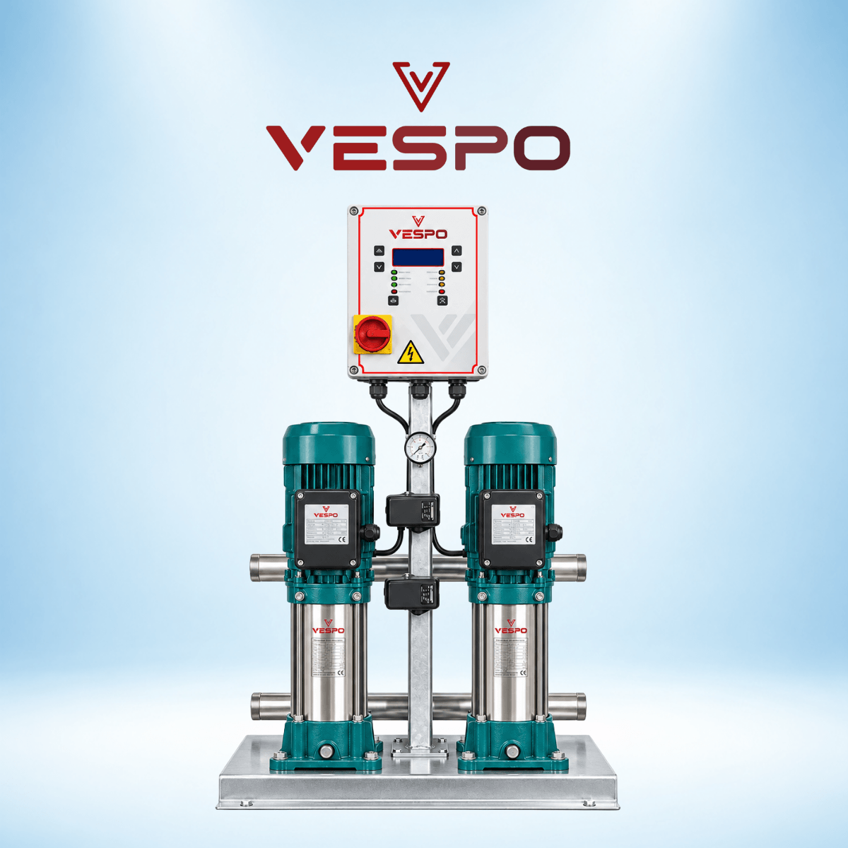 Vespo | VSP-8VC | 2 Hp | 10 m³/h | 220V | Çift Pompalı Paket Hidrofor